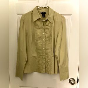 Donna Gray Pleated Button Down Shirt
